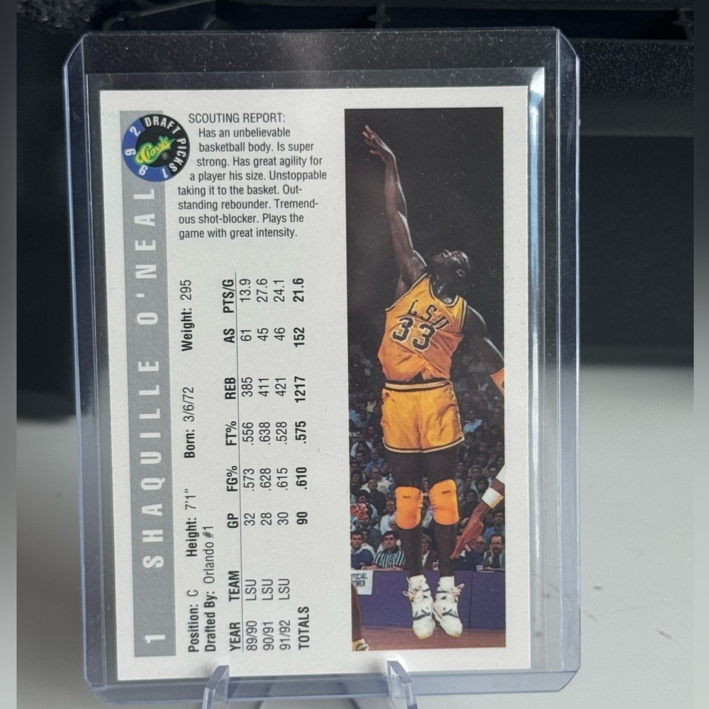 1992 Shaquille O’Neal Classic Draft Picks Card. Mint. Los angeles lakers - Picture 2 of 2